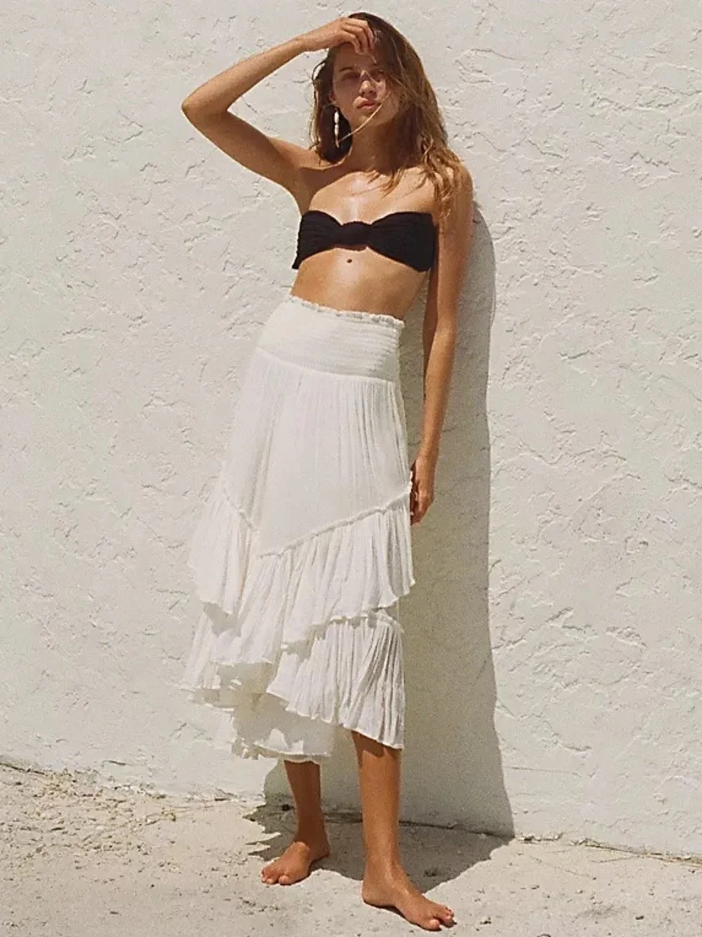 Free People The Convertible Skirt Tube Midi Dress Smocked Large - Picture 1 of 10